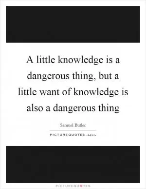 A little knowledge is a dangerous thing, but a little want of knowledge is also a dangerous thing Picture Quote #1