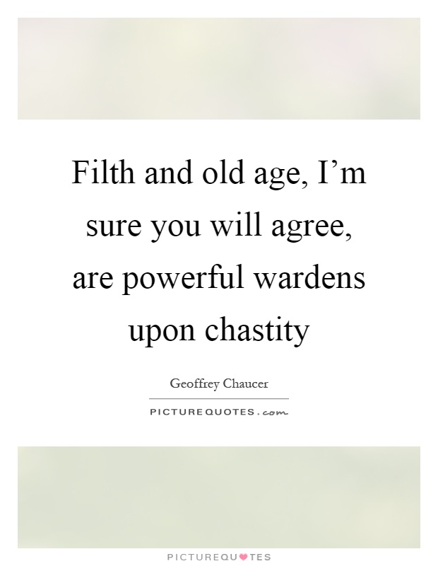 Filth and old age, I'm sure you will agree, are powerful wardens upon chastity Picture Quote #1