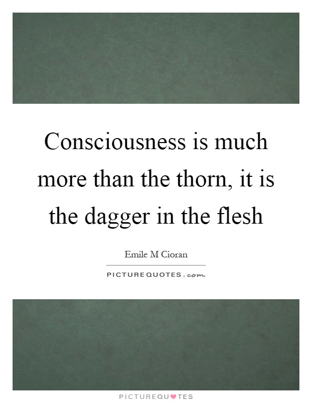 Consciousness is much more than the thorn, it is the dagger in the flesh Picture Quote #1