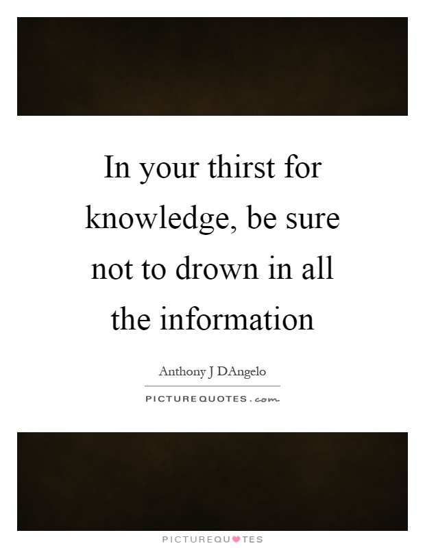 In your thirst for knowledge, be sure not to drown in all the information Picture Quote #1