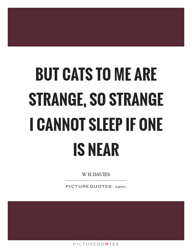 But cats to me are strange, so strange I cannot sleep if one is near Picture Quote #1
