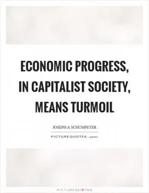 Economic progress, in capitalist society, means turmoil Picture Quote #1