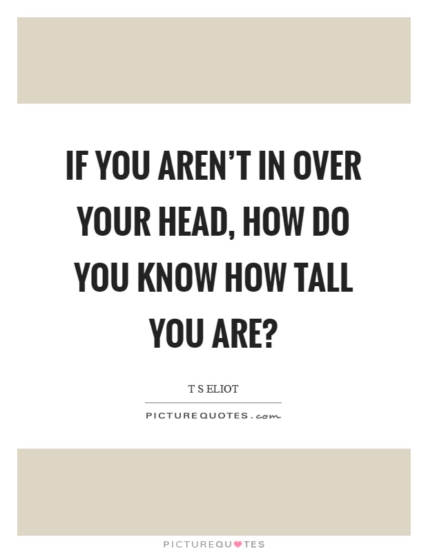 If you aren't in over your head, how do you know how tall you are? Picture Quote #1
