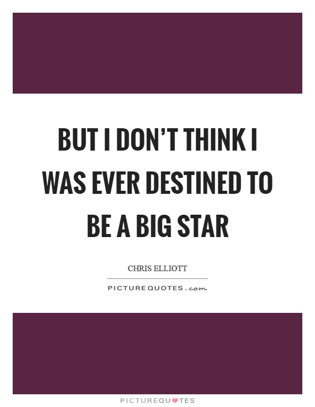 But I don't think I was ever destined to be a big star Picture Quote #1