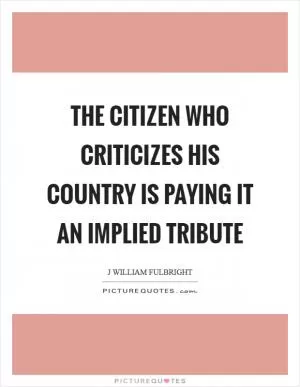The citizen who criticizes his country is paying it an implied tribute Picture Quote #1