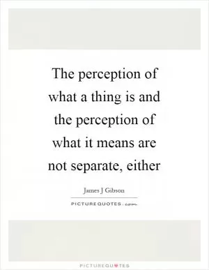 The perception of what a thing is and the perception of what it means are not separate, either Picture Quote #1