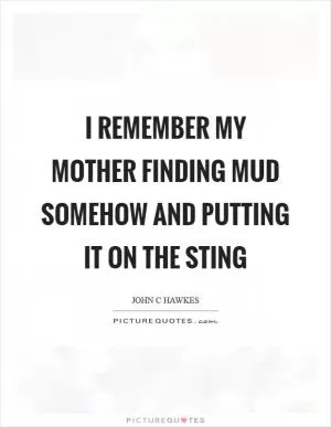 I remember my mother finding mud somehow and putting it on the sting Picture Quote #1
