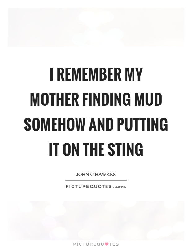 I remember my mother finding mud somehow and putting it on the sting Picture Quote #1
