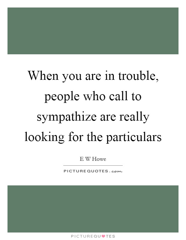 When you are in trouble, people who call to sympathize are really looking for the particulars Picture Quote #1