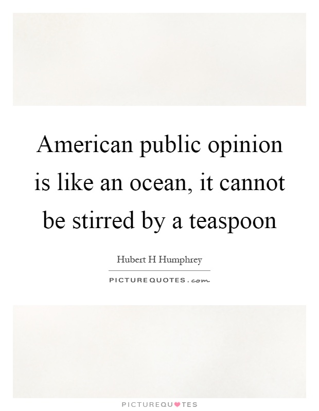 American public opinion is like an ocean, it cannot be stirred by a teaspoon Picture Quote #1