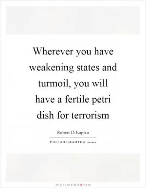 Wherever you have weakening states and turmoil, you will have a fertile petri dish for terrorism Picture Quote #1