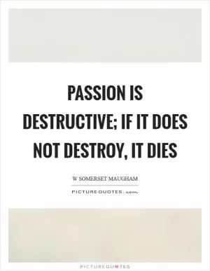 Passion is destructive; if it does not destroy, it dies Picture Quote #1