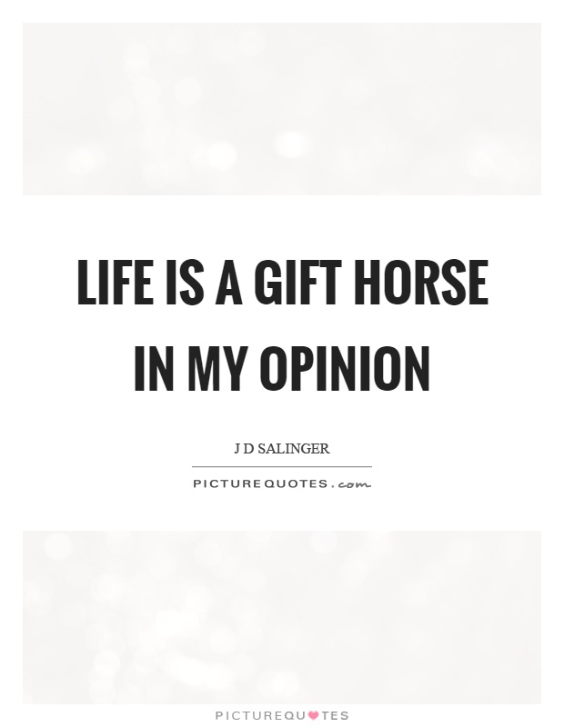 Life is a gift horse in my opinion Picture Quote #1
