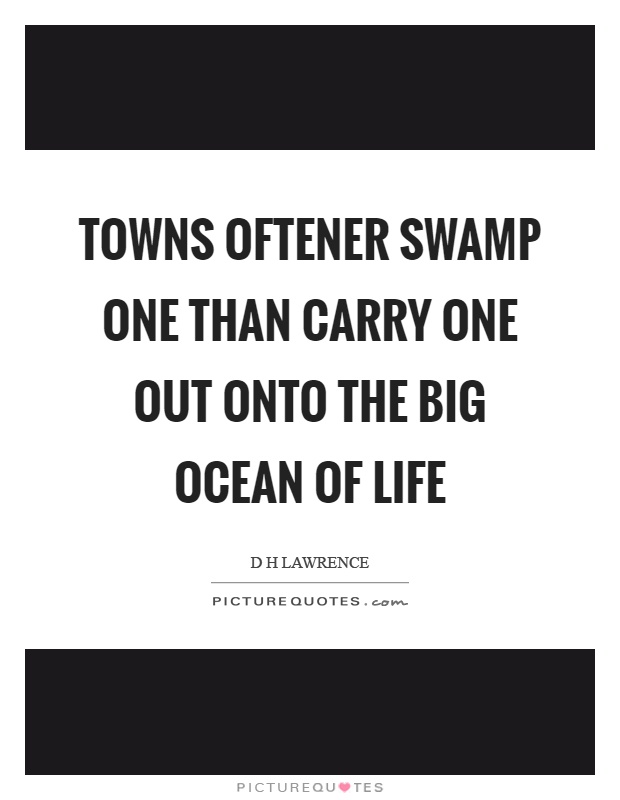 Towns oftener swamp one than carry one out onto the big ocean of life Picture Quote #1
