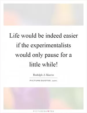 Life would be indeed easier if the experimentalists would only pause for a little while! Picture Quote #1