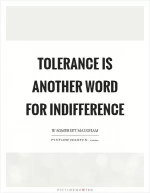 Tolerance is another word for indifference Picture Quote #1
