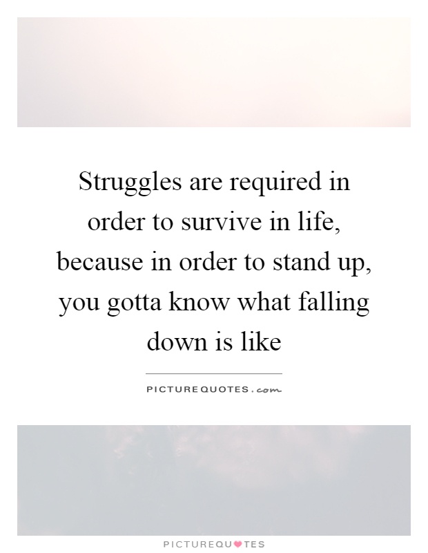 Struggles are required in order to survive in life, because in order to stand up, you gotta know what falling down is like Picture Quote #1
