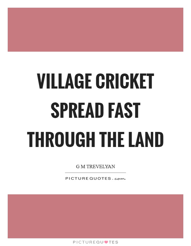 Village cricket spread fast through the land Picture Quote #1