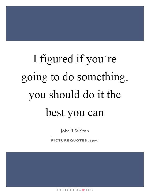 I figured if you're going to do something, you should do it the best you can Picture Quote #1