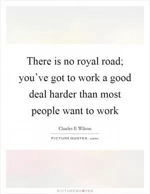 There is no royal road; you’ve got to work a good deal harder than most people want to work Picture Quote #1