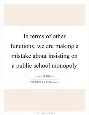 In terms of other functions, we are making a mistake about insisting on a public school monopoly Picture Quote #1