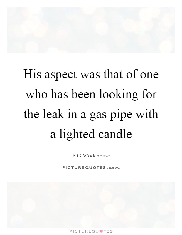 His aspect was that of one who has been looking for the leak in a gas pipe with a lighted candle Picture Quote #1