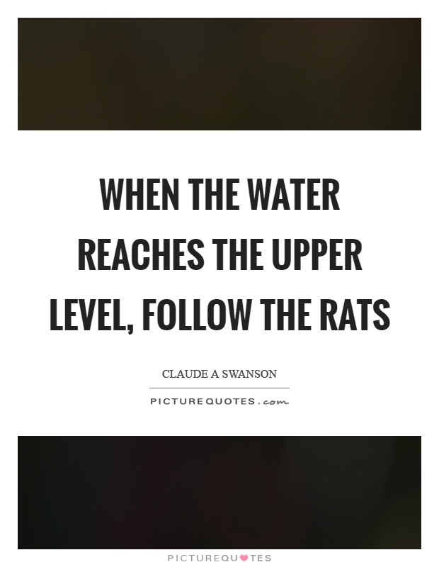 When the water reaches the upper level, follow the rats Picture Quote #1