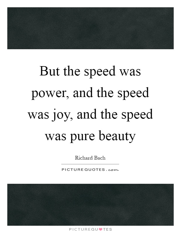 But the speed was power, and the speed was joy, and the speed was pure beauty Picture Quote #1