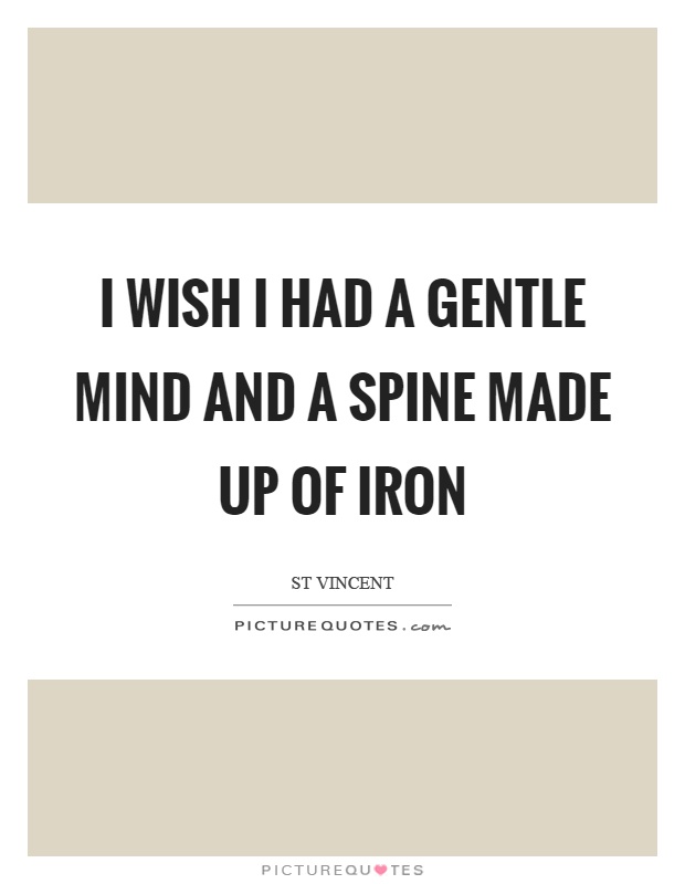 I wish I had a gentle mind and a spine made up of iron Picture Quote #1