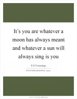 It’s you are whatever a moon has always meant and whatever a sun will always sing is you Picture Quote #1