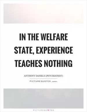 In the welfare state, experience teaches nothing Picture Quote #1
