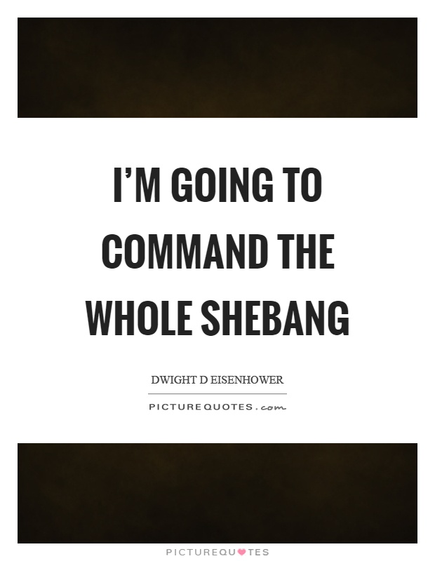 I'm going to command the whole shebang Picture Quote #1