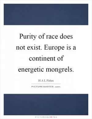 Purity of race does not exist. Europe is a continent of energetic mongrels Picture Quote #1
