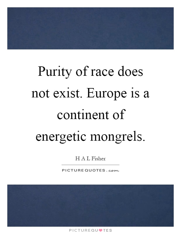 Purity of race does not exist. Europe is a continent of energetic mongrels Picture Quote #1
