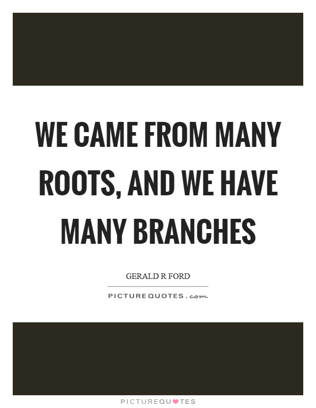 We came from many roots, and we have many branches Picture Quote #1
