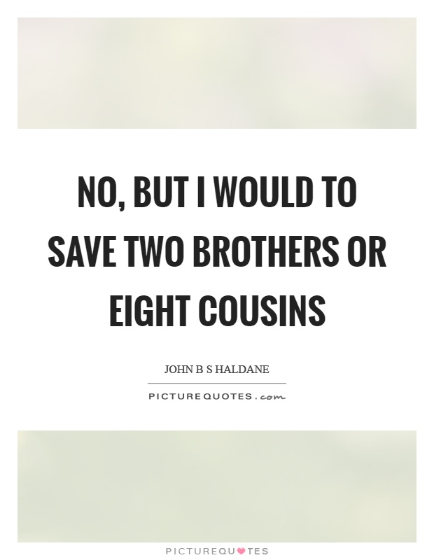 No, but I would to save two brothers or eight cousins Picture Quote #1