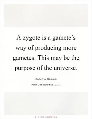 A zygote is a gamete’s way of producing more gametes. This may be the purpose of the universe Picture Quote #1