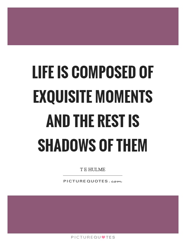 Life is composed of exquisite moments and the rest is shadows of them Picture Quote #1