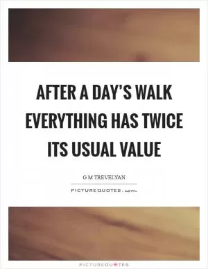 After a day’s walk everything has twice its usual value Picture Quote #1