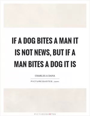 If a dog bites a man it is not news, but if a man bites a dog it is Picture Quote #1