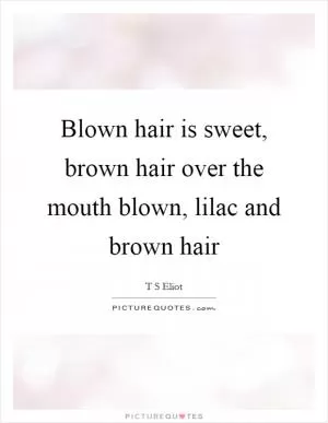 Blown hair is sweet, brown hair over the mouth blown, lilac and brown hair Picture Quote #1