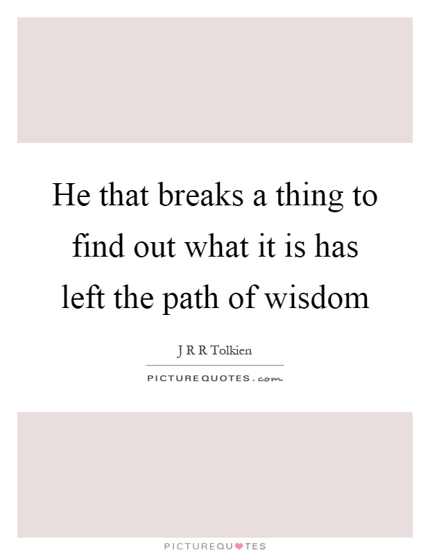 He that breaks a thing to find out what it is has left the path of wisdom Picture Quote #1