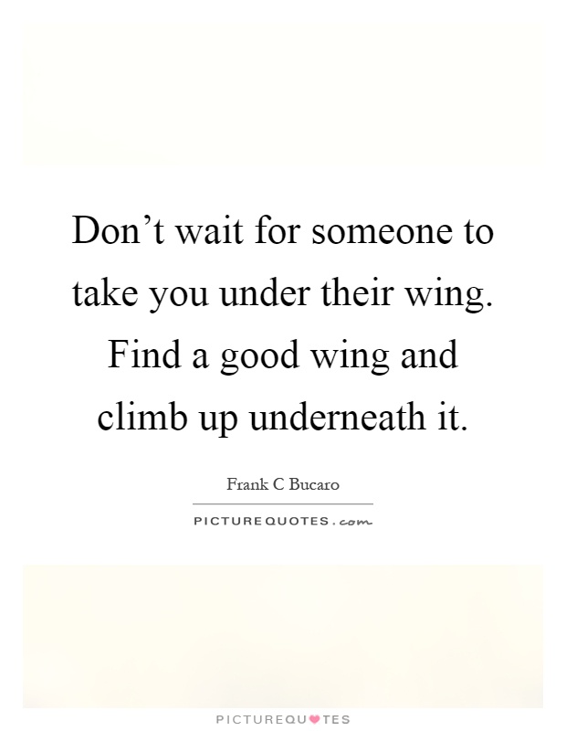 Don't wait for someone to take you under their wing. Find a good wing and climb up underneath it Picture Quote #1