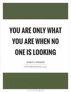 You are only what you are when no one is looking Picture Quote #1