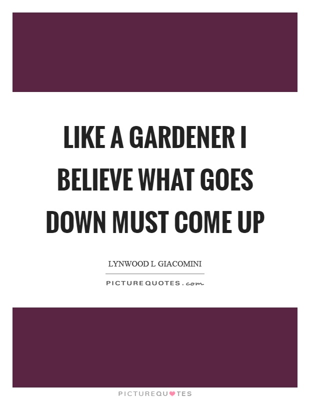 Like a gardener I believe what goes down must come up Picture Quote #1