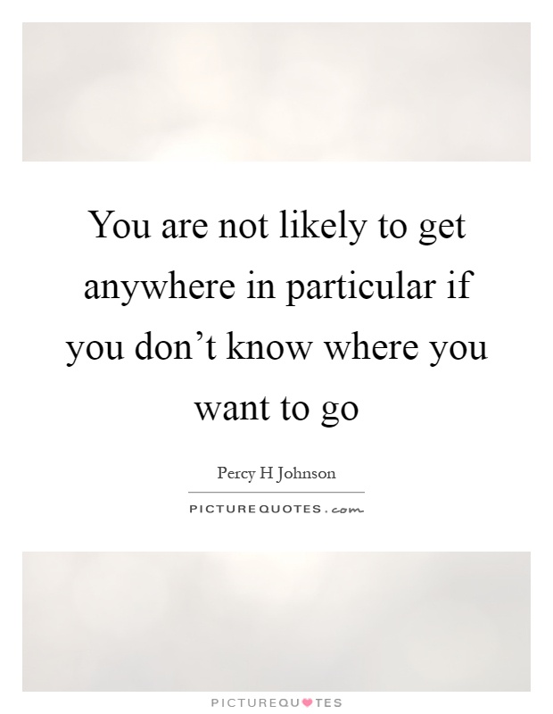 You are not likely to get anywhere in particular if you don't know where you want to go Picture Quote #1