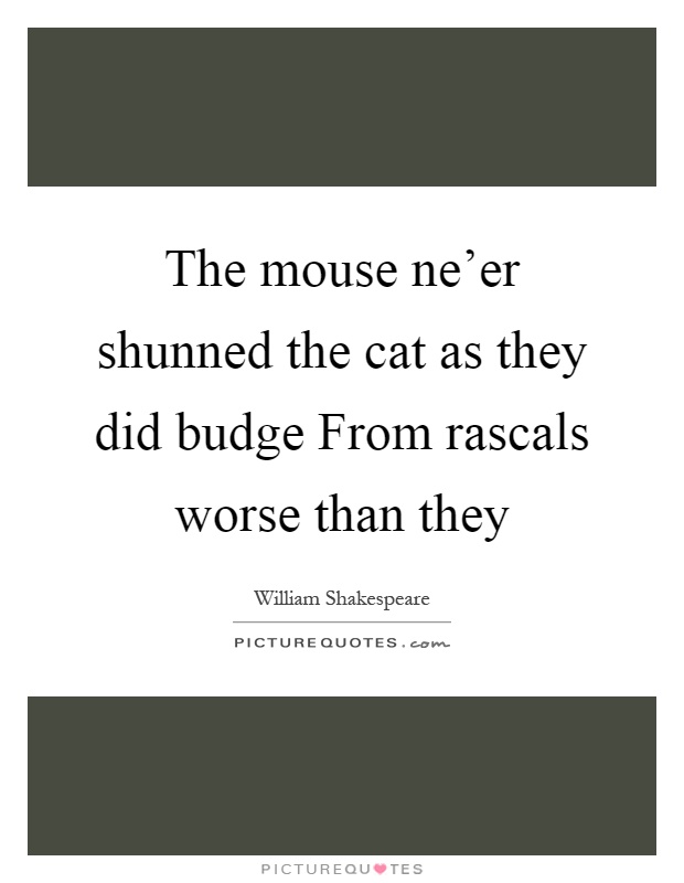 The mouse ne'er shunned the cat as they did budge From rascals worse than they Picture Quote #1