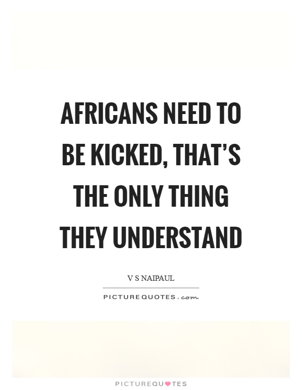 Africans need to be kicked, that's the only thing they understand Picture Quote #1
