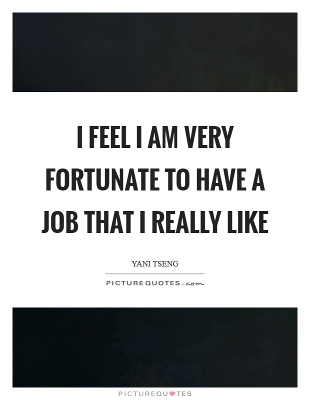 I feel I am very fortunate to have a job that I really like Picture Quote #1