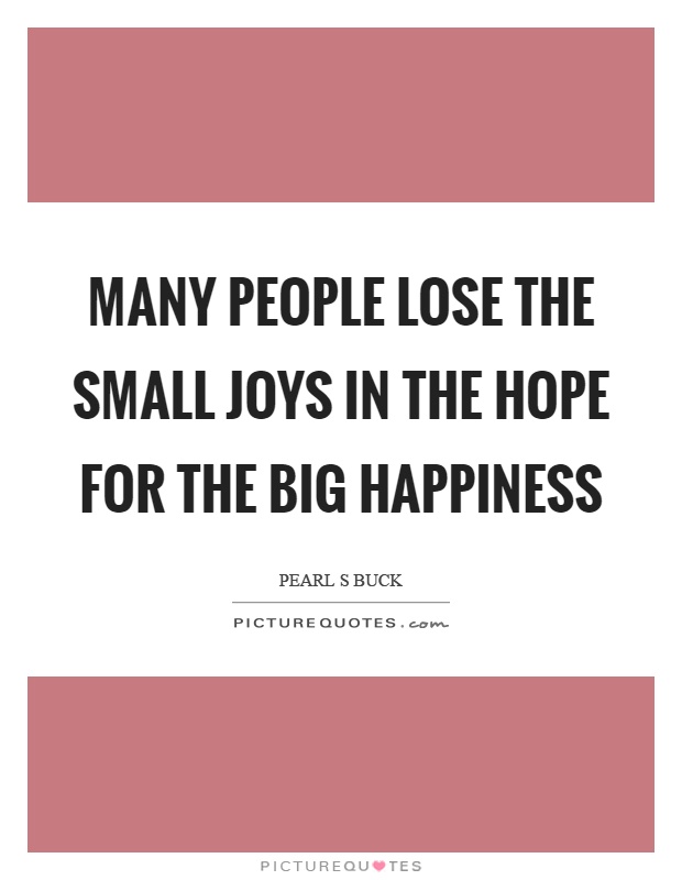 Many people lose the small joys in the hope for the big happiness Picture Quote #1
